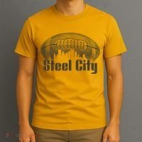 Steel City Pittsburg Skyline Football T-Shirt thumb 3