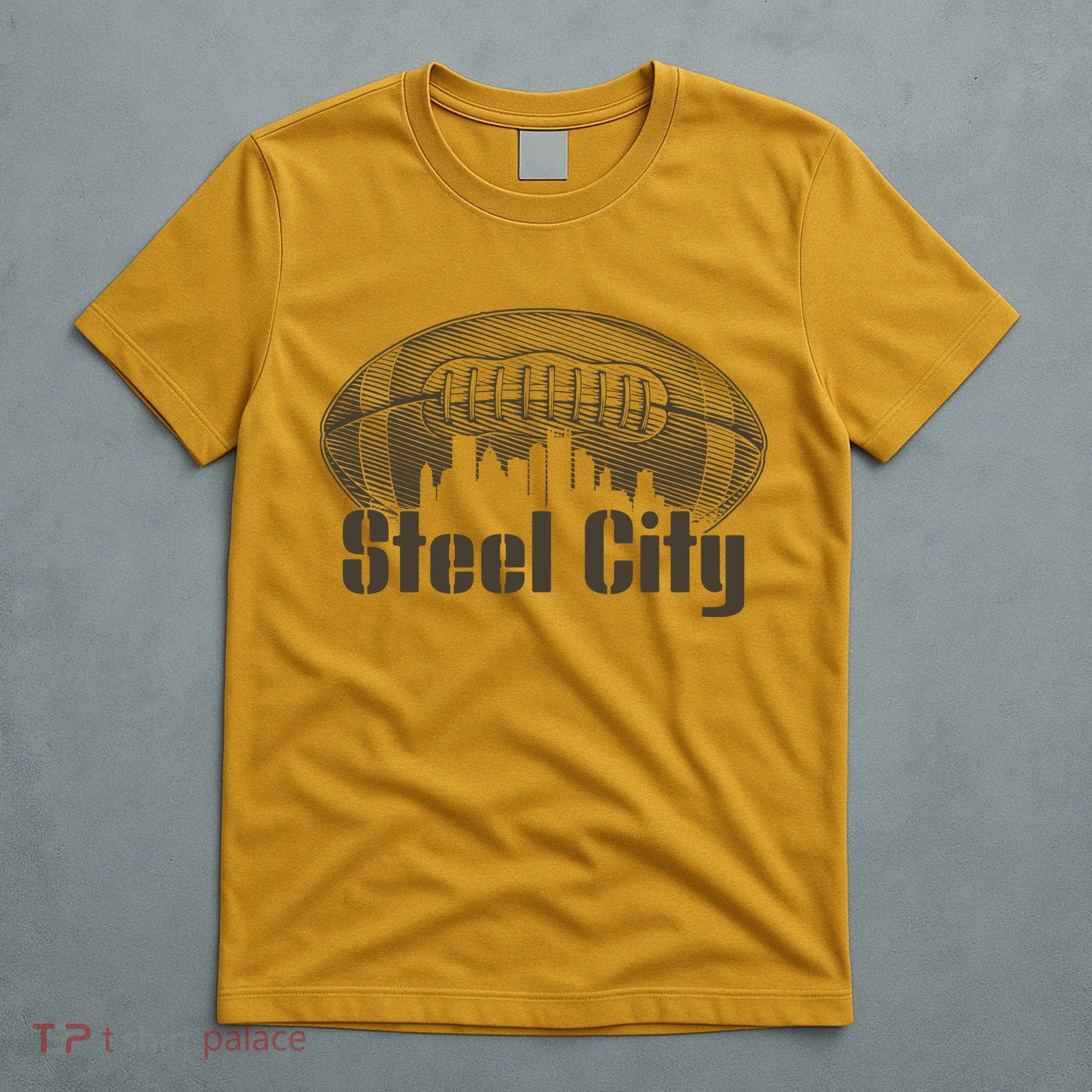 Steel City Pittsburg Skyline Football T-Shirt