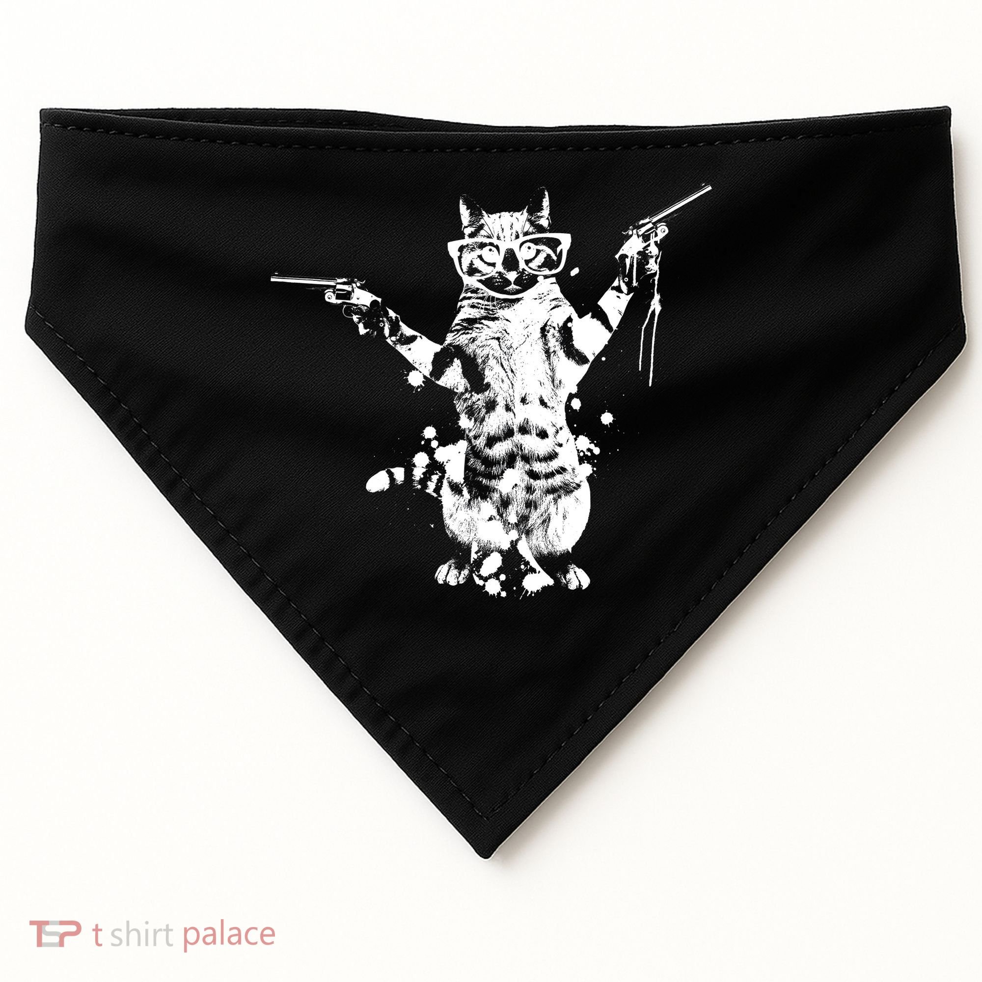 Stencil Graffiti Cat Armed With Guns USA-Made Doggie Bandana