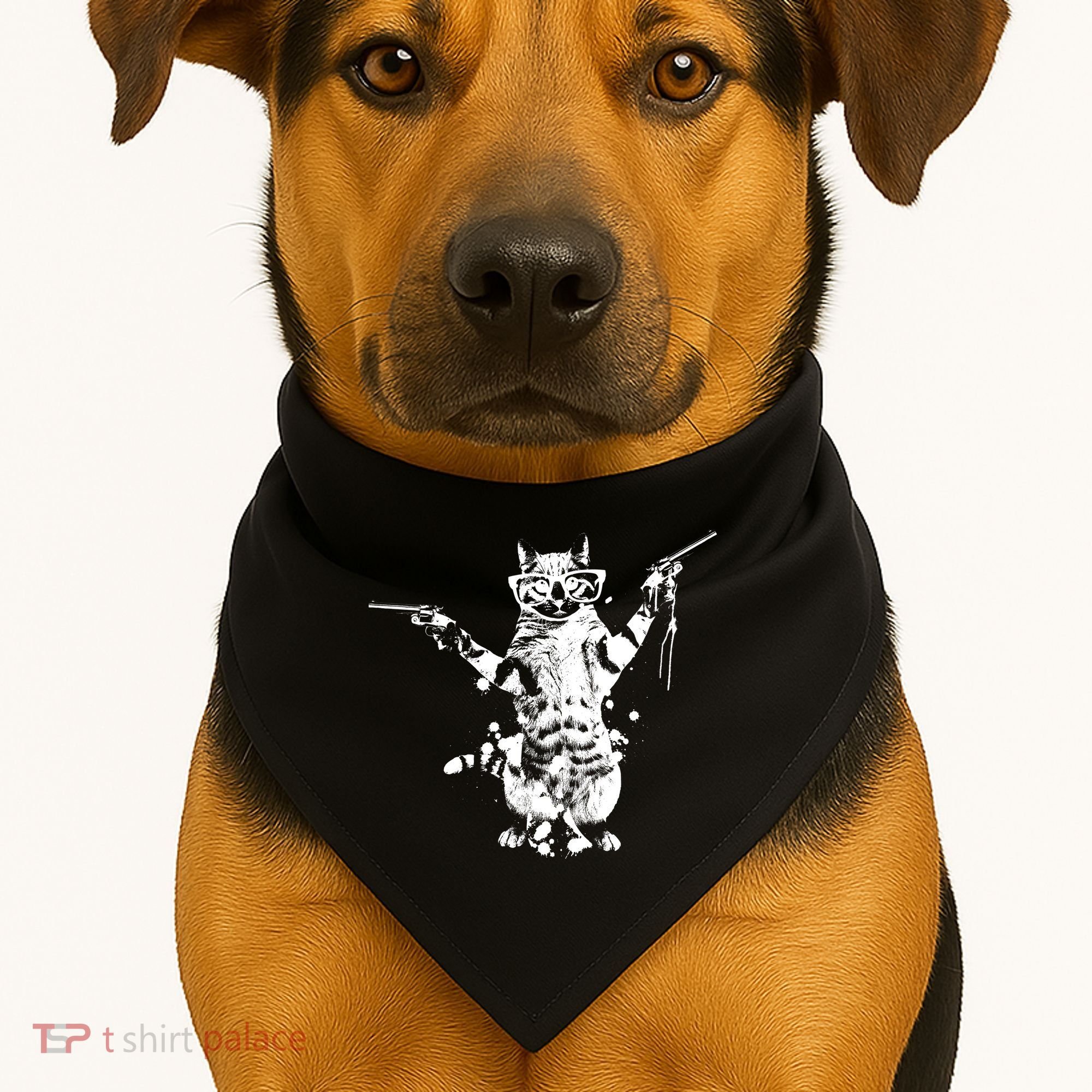 Stencil Graffiti Cat Armed With Guns USA-Made Doggie Bandana