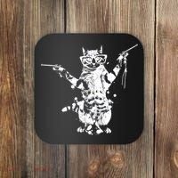 Stencil Graffiti Cat Armed With Guns Coaster thumb 0