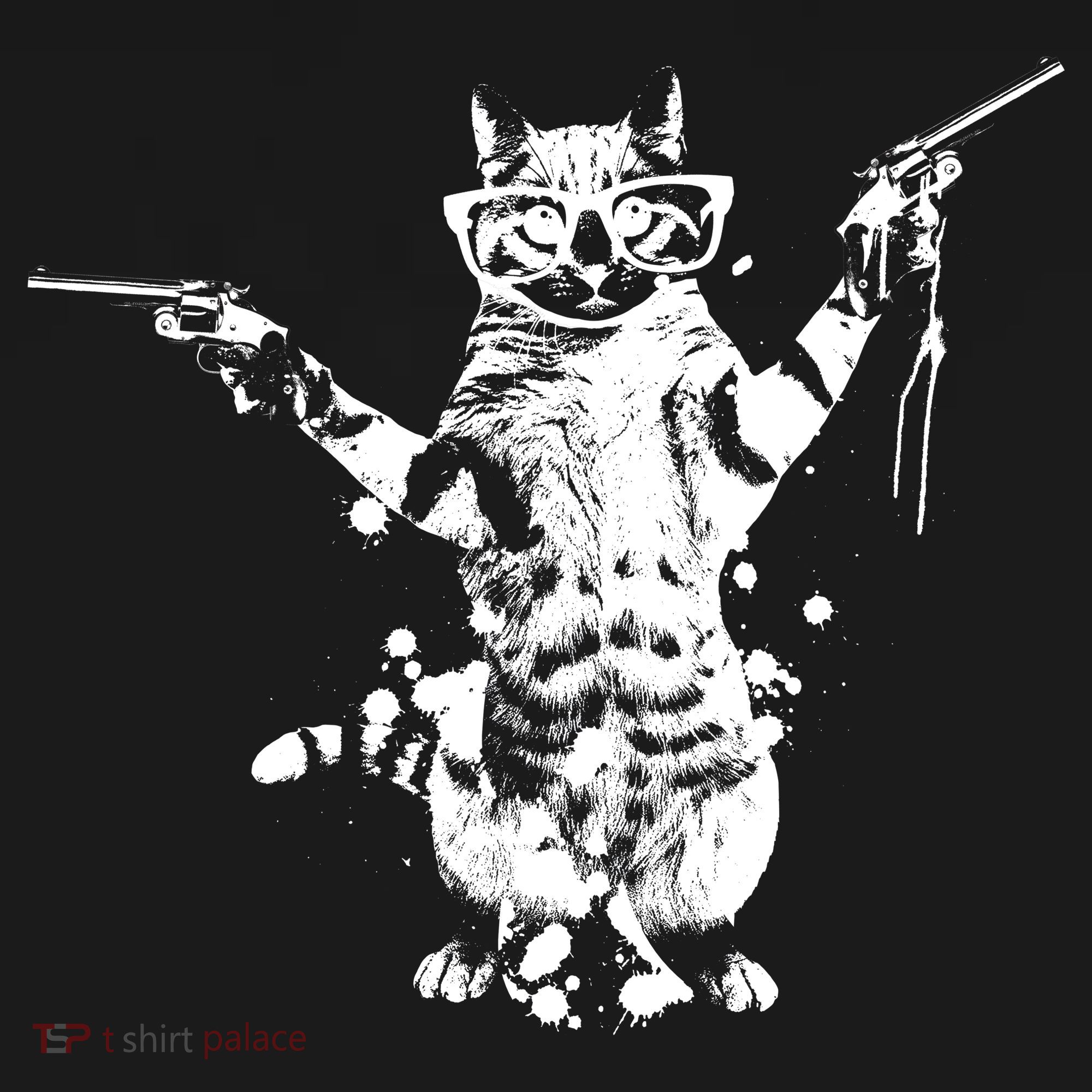 Stencil Graffiti Cat Armed With Guns Pajama Set