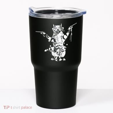 Stencil Graffiti Cat Armed With Guns Tumbler