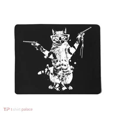 Stencil Graffiti Cat Armed With Guns Mousepad