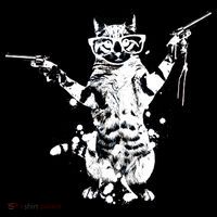 Stencil Graffiti Cat Armed With Guns Mousepad thumb 1