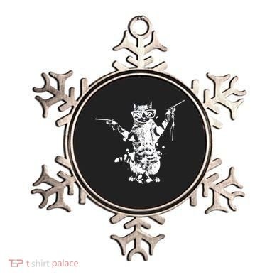 Stencil Graffiti Cat Armed With Guns Ornament