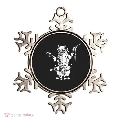 Stencil Graffiti Cat Armed With Guns Ornament