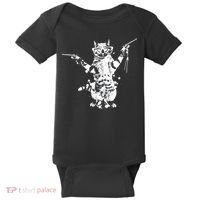 Stencil Graffiti Cat Armed With Guns Baby Bodysuit thumb 0