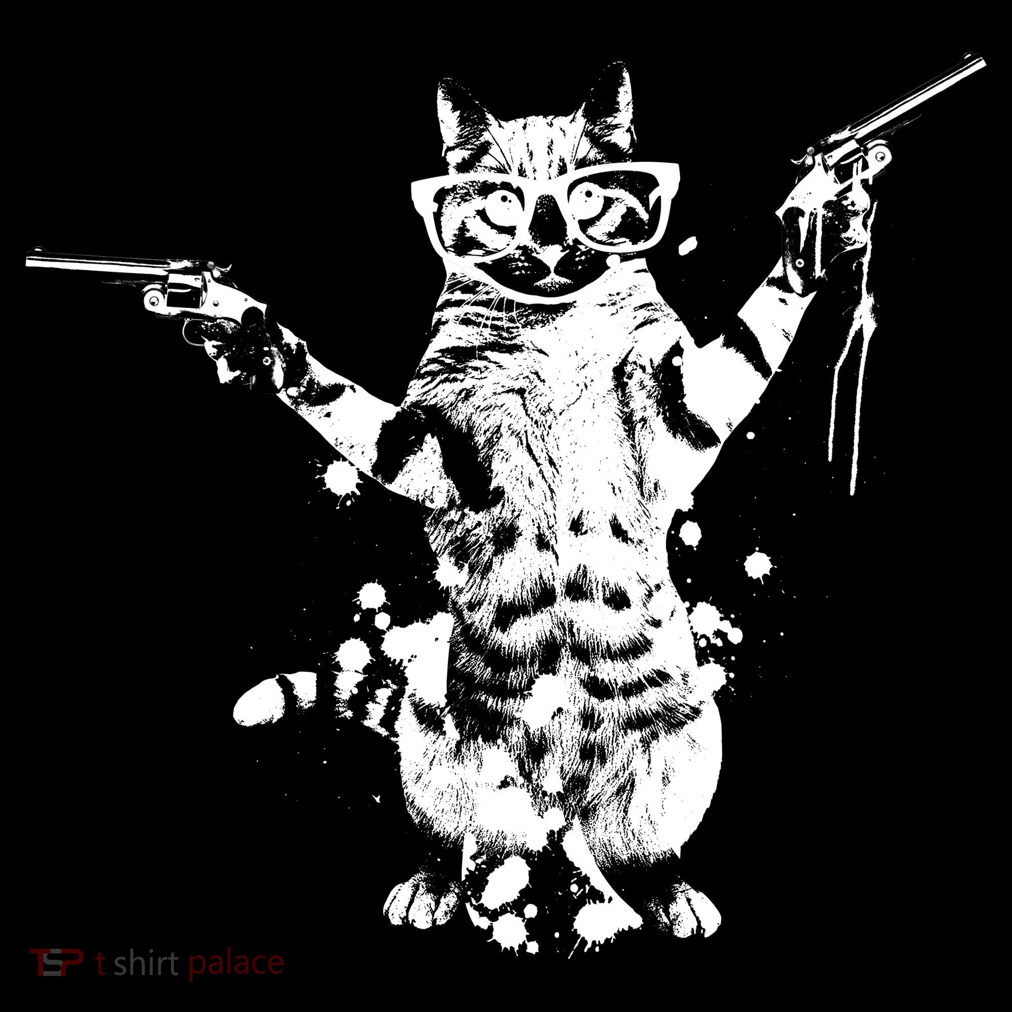 Stencil Graffiti Cat Armed With Guns Baby Bodysuit