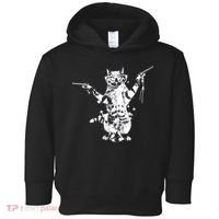 Stencil Graffiti Cat Armed With Guns Toddler Hoodie thumb 0