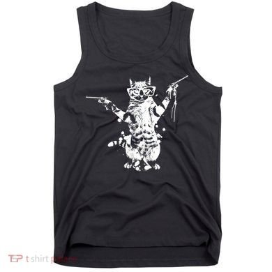 Stencil Graffiti Cat Armed With Guns Tank Top