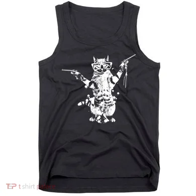 Stencil Graffiti Cat Armed With Guns Tank Top