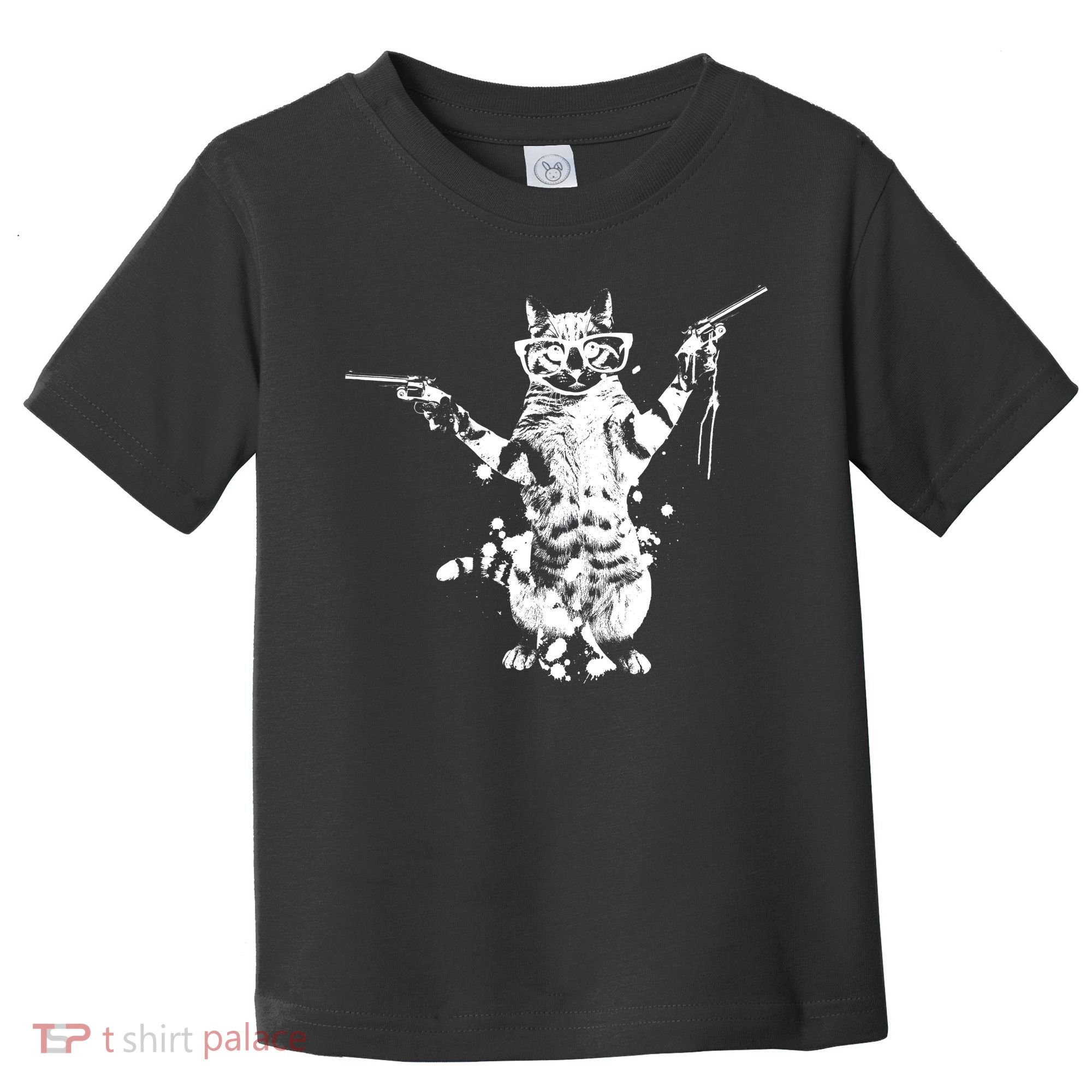 Stencil Graffiti Cat Armed With Guns Toddler T-Shirt