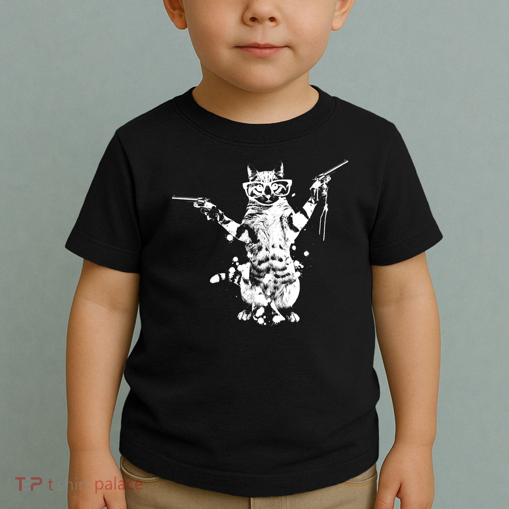 Stencil Graffiti Cat Armed With Guns Toddler T-Shirt