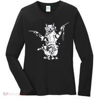 Stencil Graffiti Cat Armed With Guns Women's Long Sleeve Shirt thumb 0