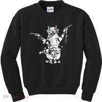 Stencil Graffiti Cat Armed With Guns Kids Sweatshirt thumb 0