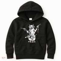 Stencil Graffiti Cat Armed With Guns Kids Hoodie thumb 0
