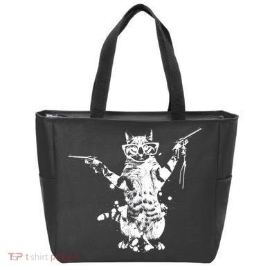Stencil Graffiti Cat Armed With Guns Tote Bag
