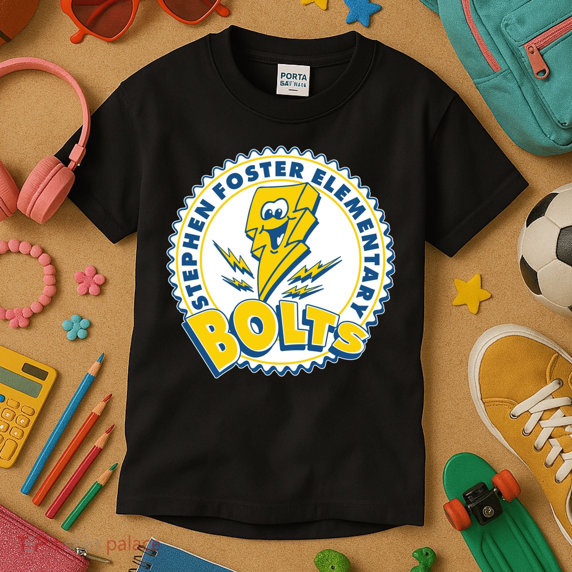 Stephen Foster Elementary Bolts Logo Kids T-Shirt