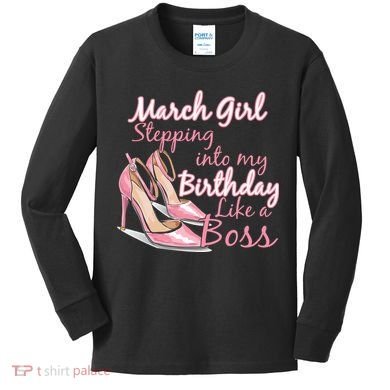 Stepping into March like a boss Kids Long Sleeve Shirt