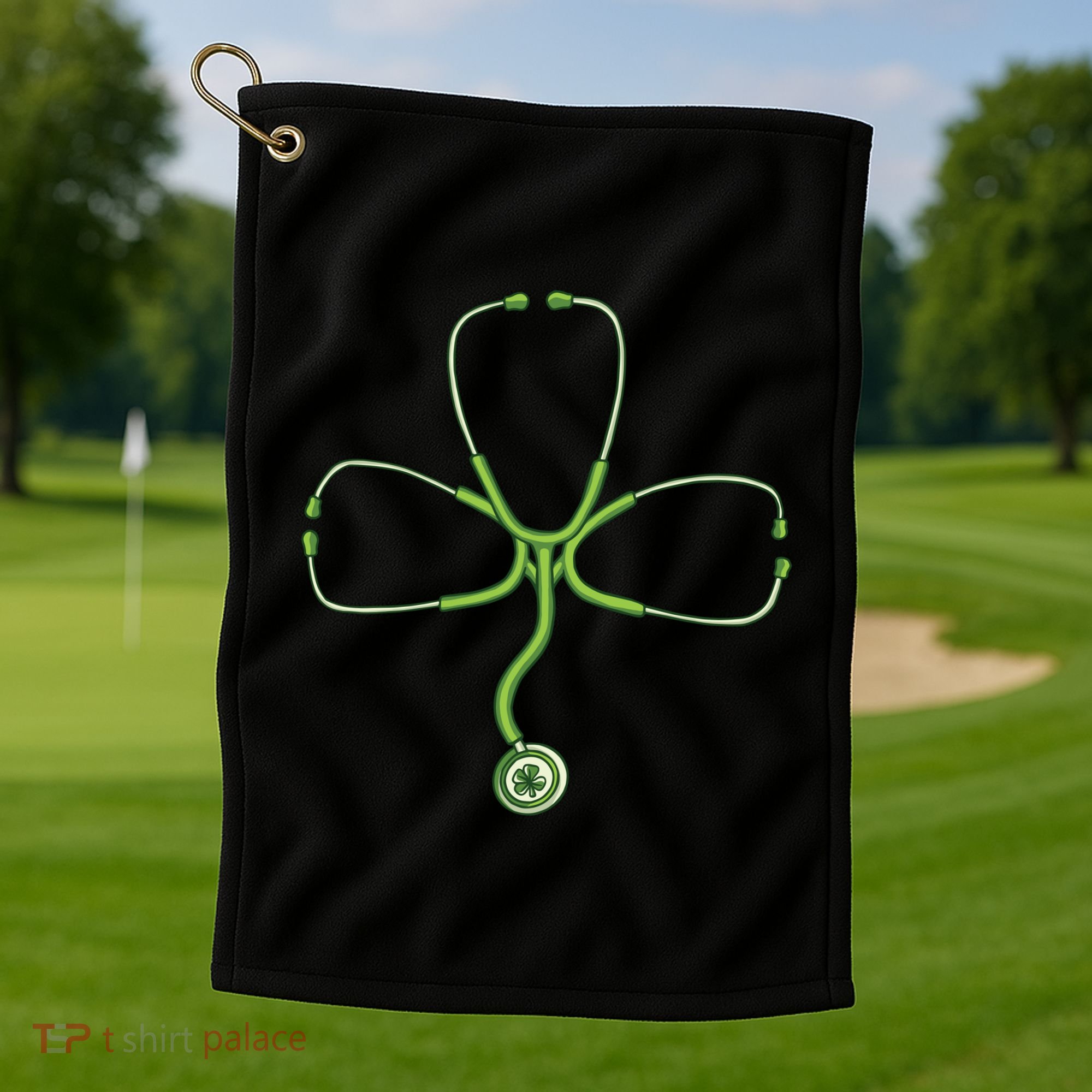Stethoscope Clover Golf Towel