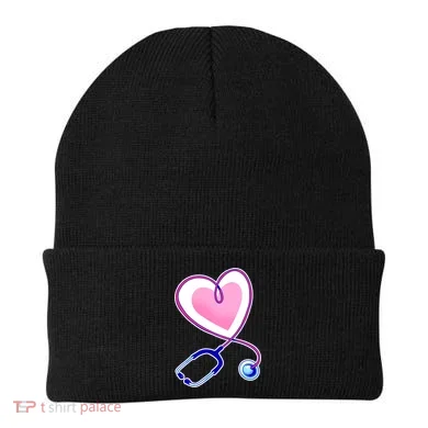 Stethoscope Heart Nursing Beanie