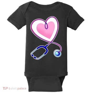 Stethoscope Heart Nursing  Baby Bodysuit