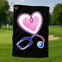Stethoscope Heart Nursing  Golf Towel thumb 1