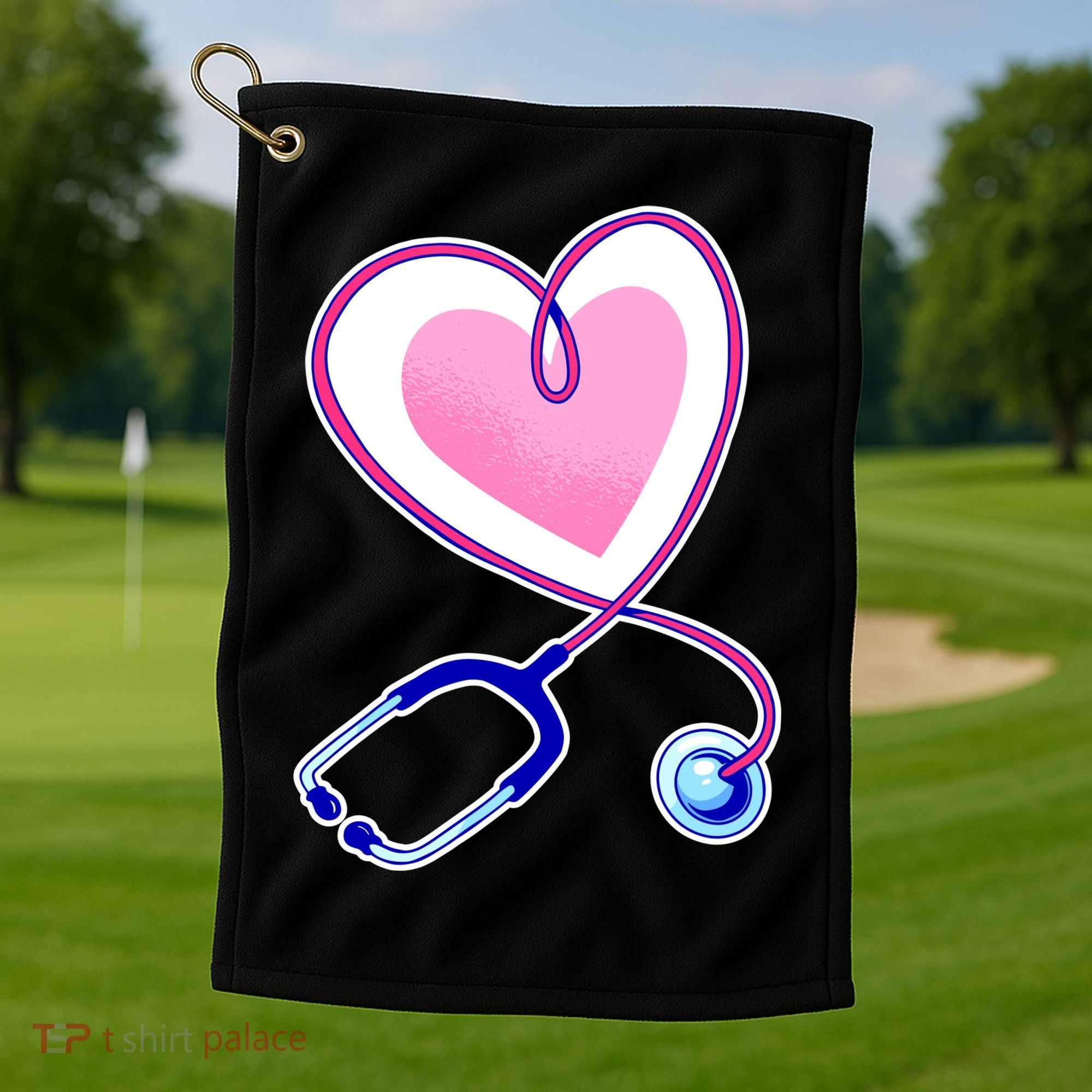 Stethoscope Heart Nursing  Golf Towel