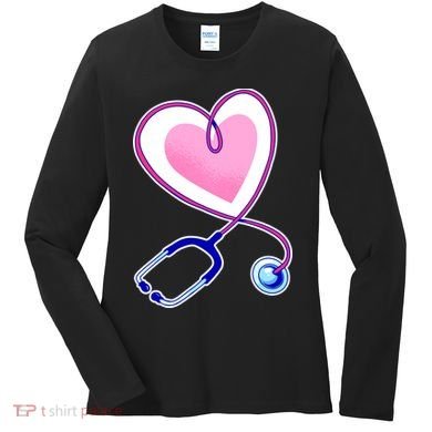 Stethoscope Heart Nursing  Women's Long Sleeve Shirt