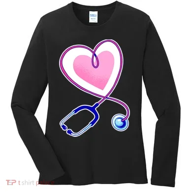 Stethoscope Heart Nursing  Women's Long Sleeve Shirt