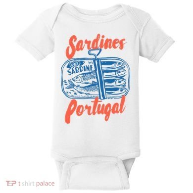 Sardines Tinned Fish Retro Graphic Baby Bodysuit