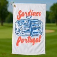 Sardines Tinned Fish Retro Graphic Golf Towel thumb 1