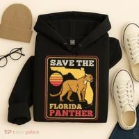 Save The Florida Panther Retro Wildlife Cougar Hoodie thumb 4