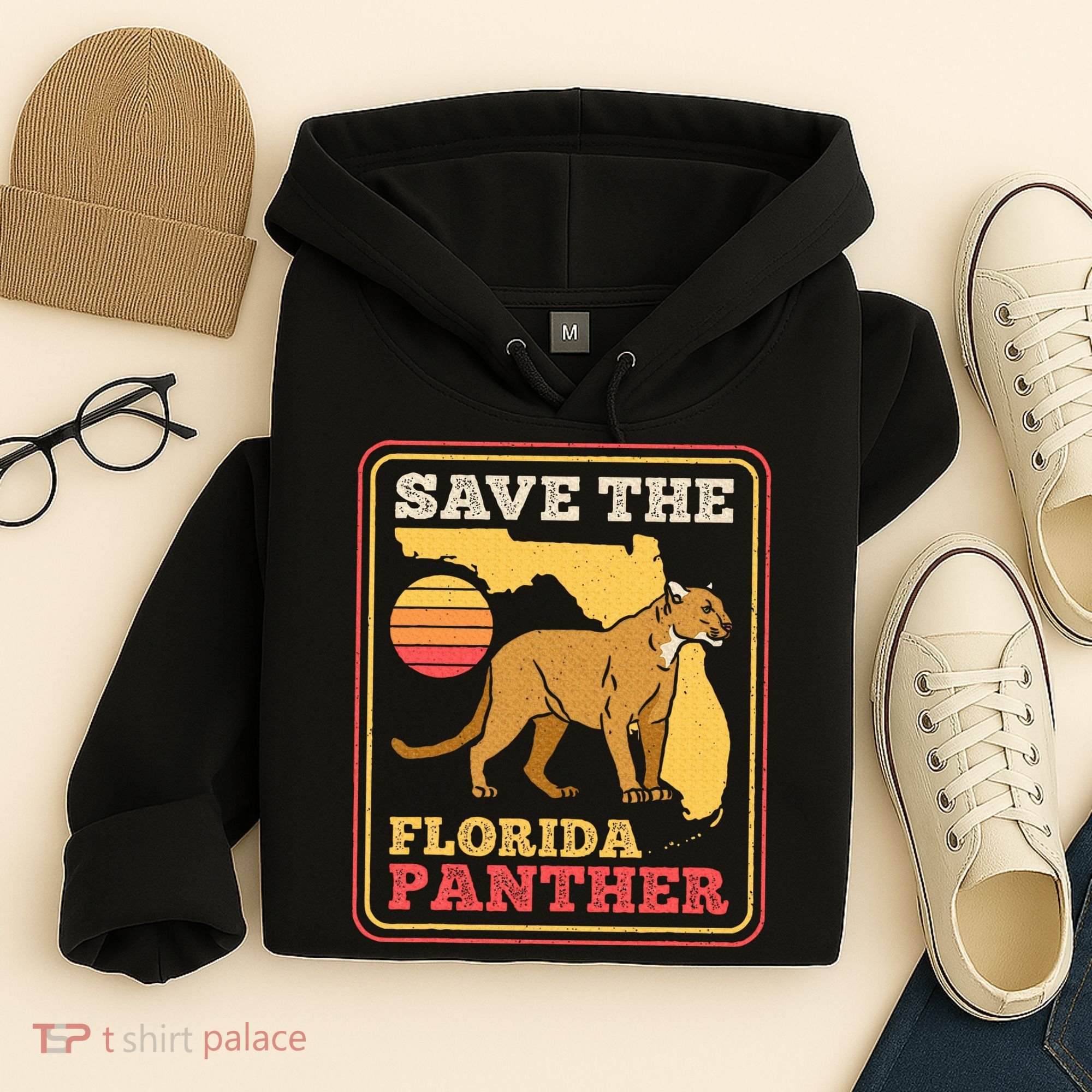 Save The Florida Panther Retro Wildlife Cougar Hoodie