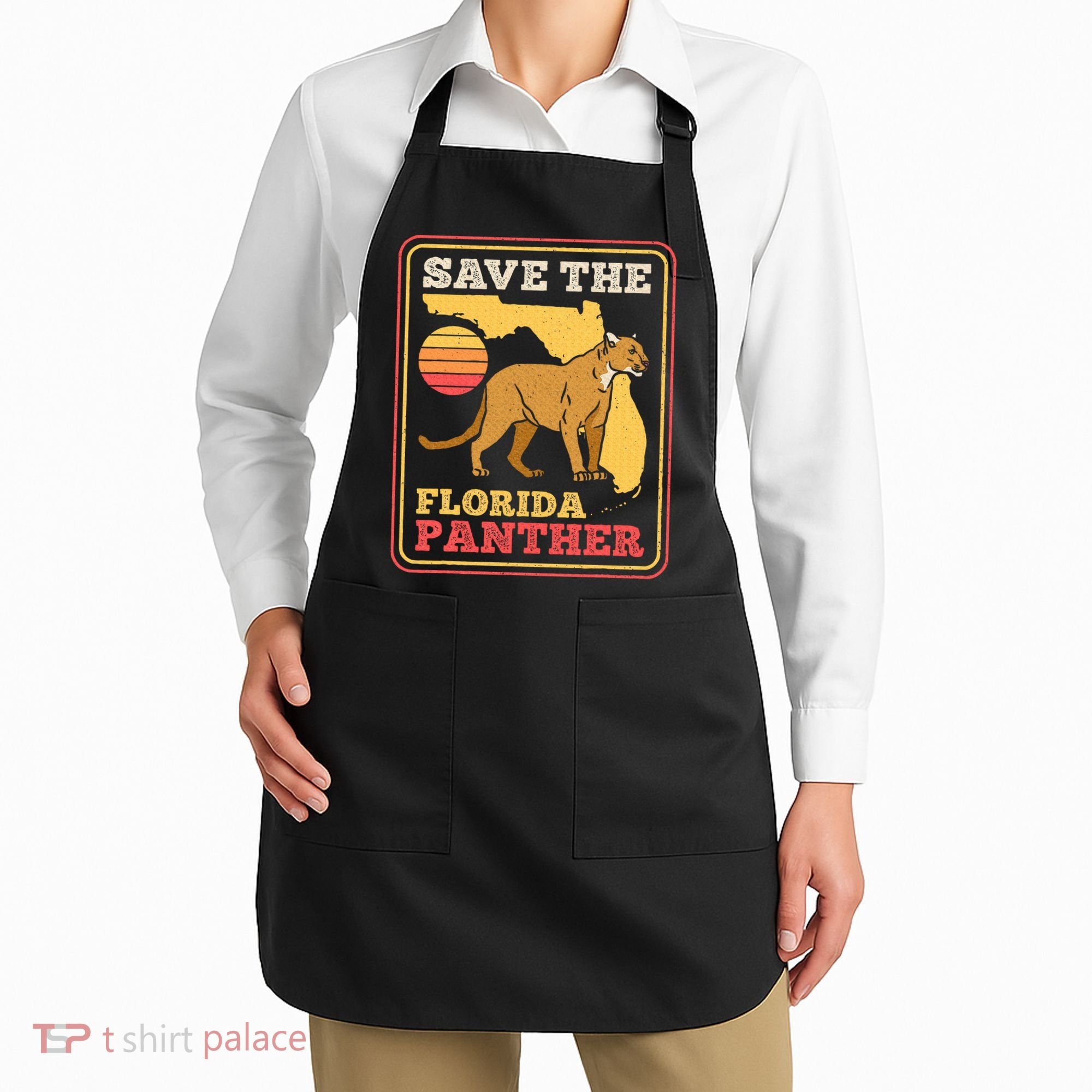 Save The Florida Panther Retro Wildlife Cougar Apron