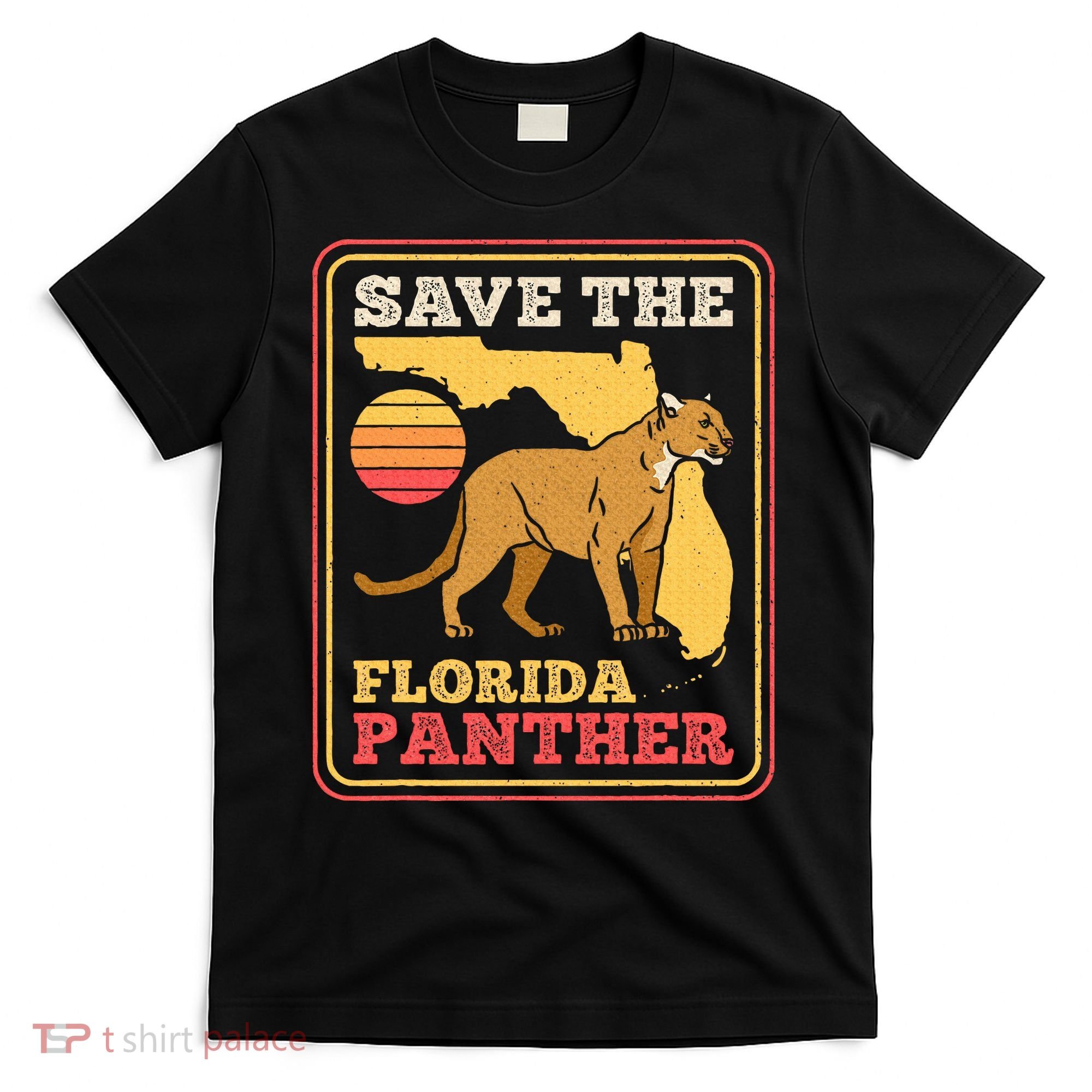 Save The Florida Panther Retro Wildlife Cougar T-Shirt