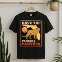Save The Florida Panther Retro Wildlife Cougar T-Shirt thumb 2