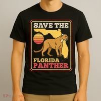 Save The Florida Panther Retro Wildlife Cougar T-Shirt thumb 3