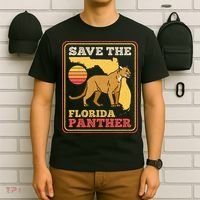 Save The Florida Panther Retro Wildlife Cougar T-Shirt thumb 6
