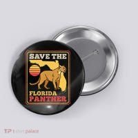 Save The Florida Panther Retro Wildlife Cougar Button thumb 0