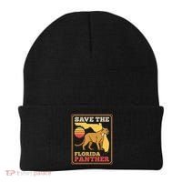 Save The Florida Panther Retro Wildlife Cougar Beanie thumb 0