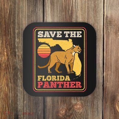 Save The Florida Panther Retro Wildlife Cougar Coaster