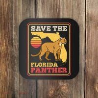 Save The Florida Panther Retro Wildlife Cougar Coaster thumb 0