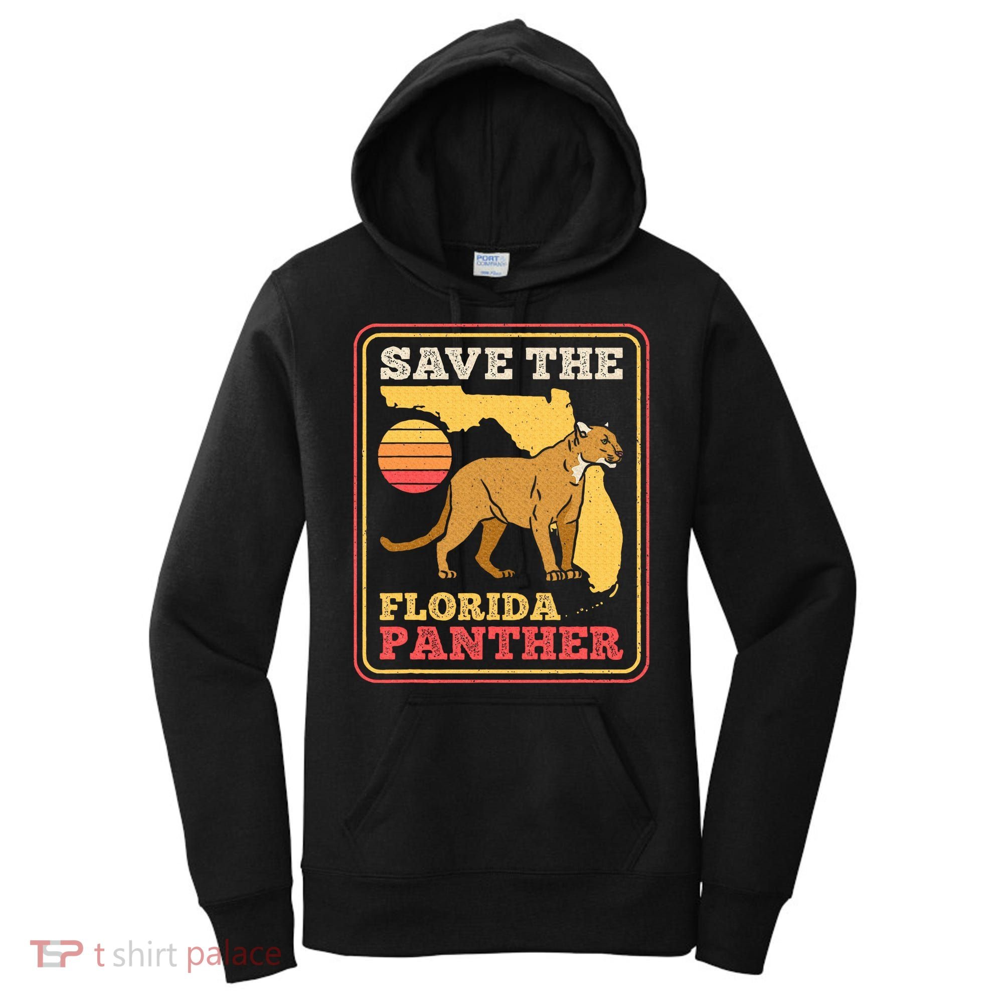 Save The Florida Panther Retro Wildlife Cougar Women's Hoodie