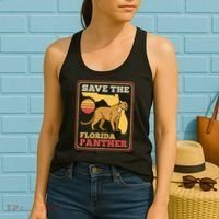 Save The Florida Panther Retro Wildlife Cougar Women's Tank Top thumb 2