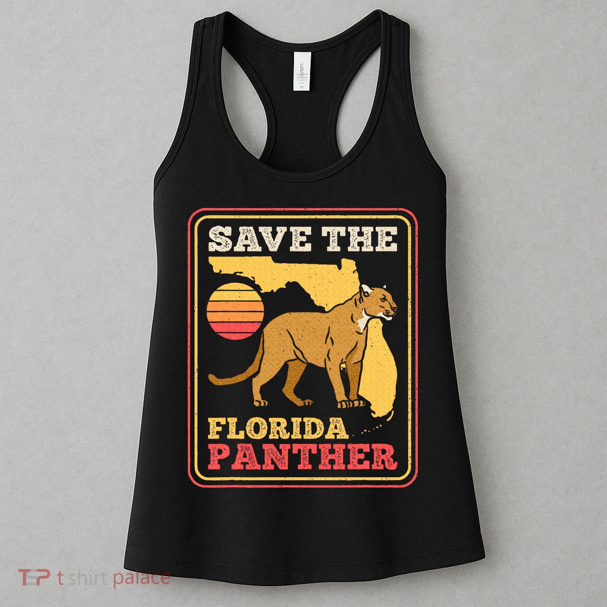 Save The Florida Panther Retro Wildlife Cougar Women's Tank Top