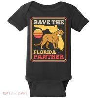Save The Florida Panther Retro Wildlife Cougar Baby Bodysuit thumb 0