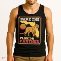 Save The Florida Panther Retro Wildlife Cougar Tank Top thumb 3