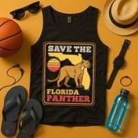 Save The Florida Panther Retro Wildlife Cougar Tank Top thumb 4